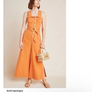 Anthropologie Orange Wide Leg Jumpsuit Size 14